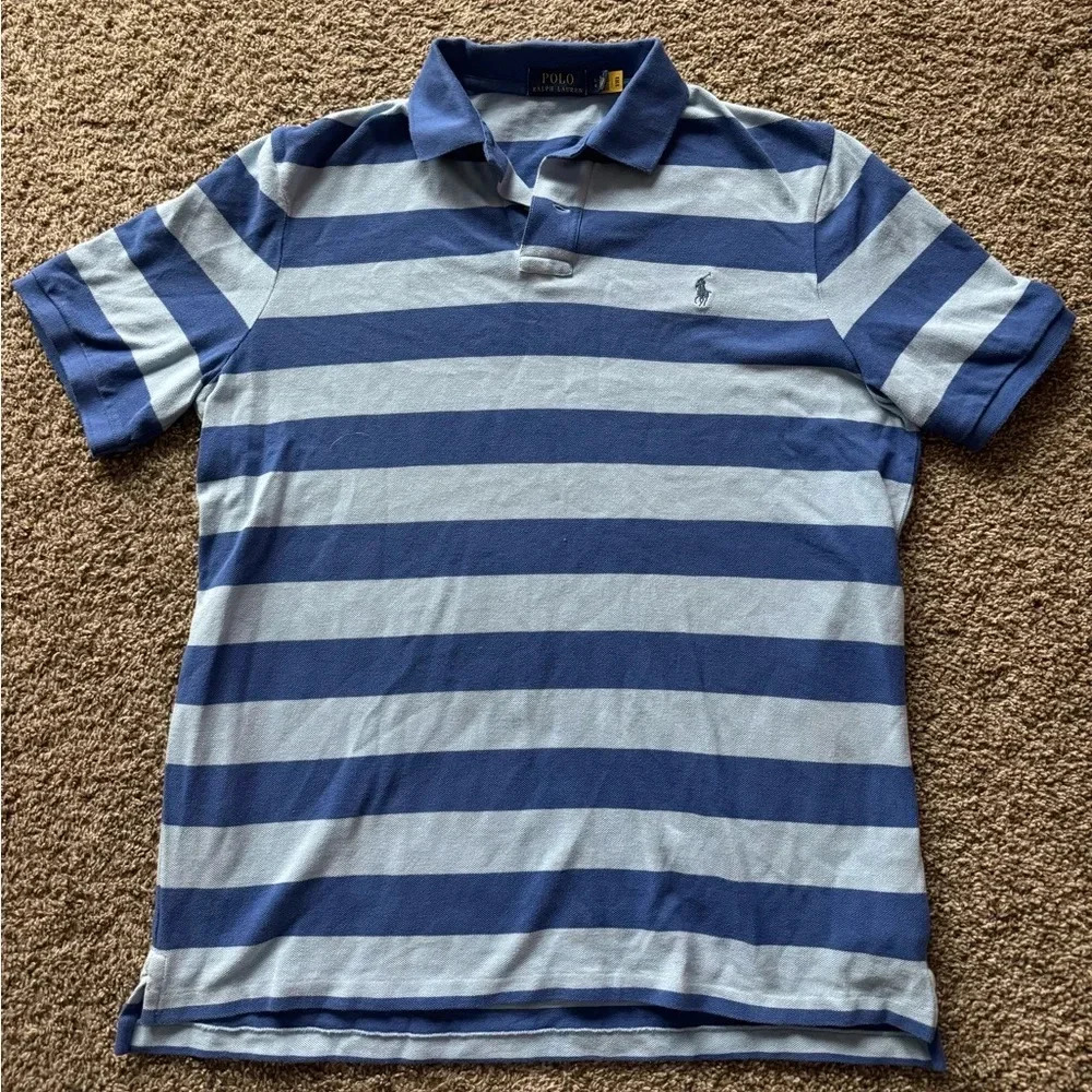 Polo‎ Ralph Lauren Big Stripe Blue Short Sleeve Size Large